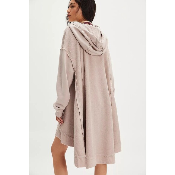 Free People North Sweatshirt Hoodie Top Oversized Jacket Cotton Violet M 284029 - Picture 3 of 8